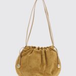 LIFFNER Suede Bucket Bag with Drawstring and Double Handle