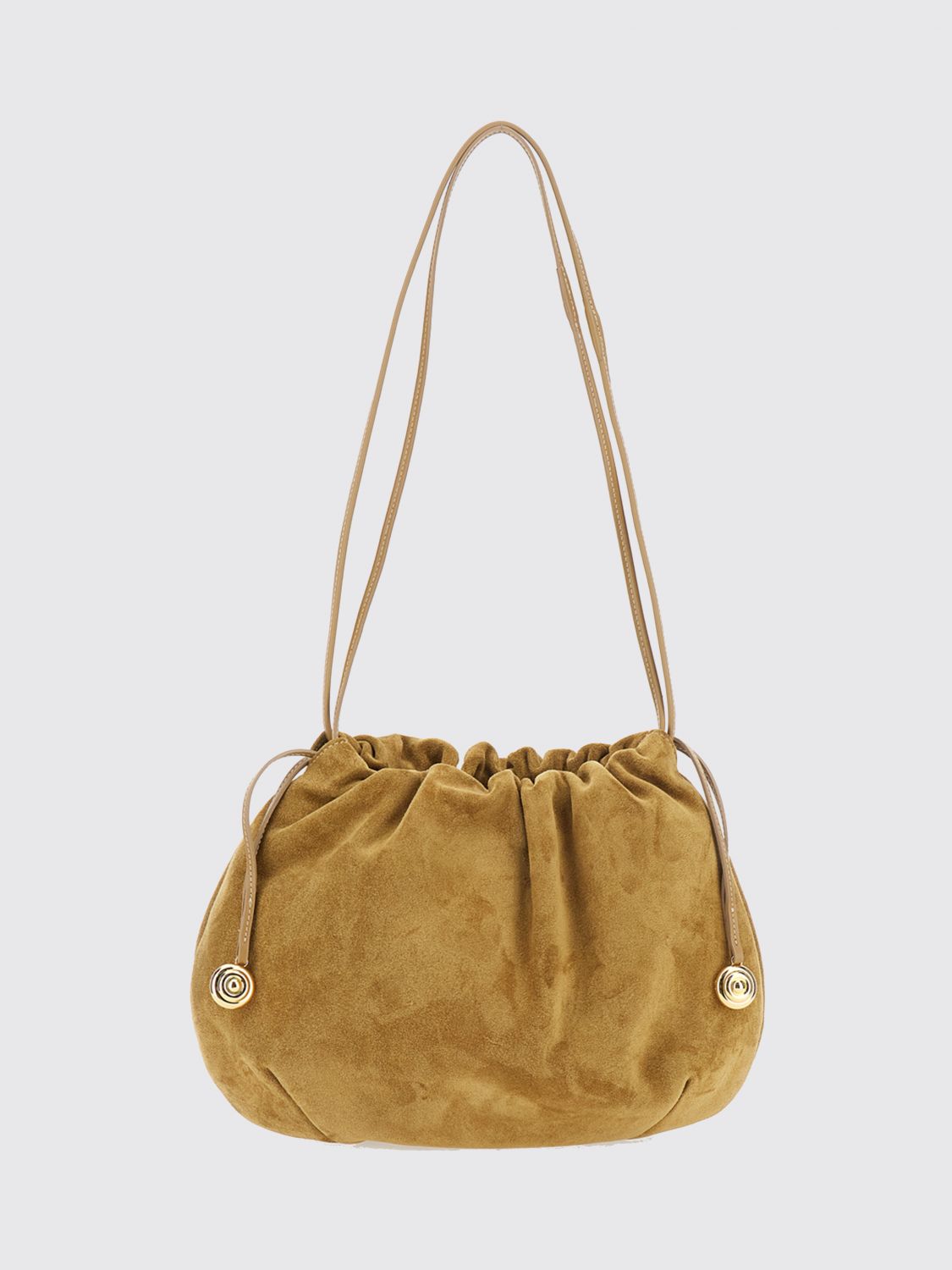 LIFFNER Suede Bucket Bag with Drawstring and Double Handle
