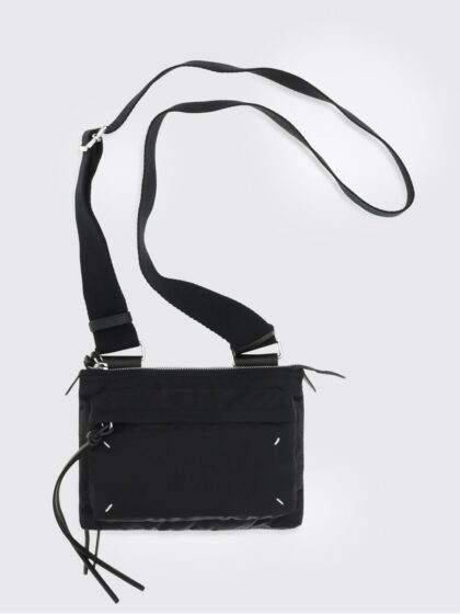 MAISON MARGIELA Small Nylon Crossbody Bag with White Stitch Logo