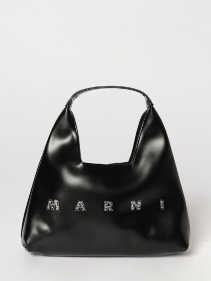 MARNI Boy's Diamond Canvas Shoulder Bag with Rhinestone Logo