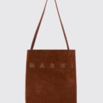 MARNI Museo Calfskin and Suede Tote Bag with Top Handle