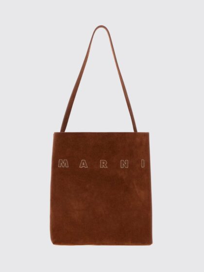 MARNI Museo Calfskin and Suede Tote Bag with Top Handle