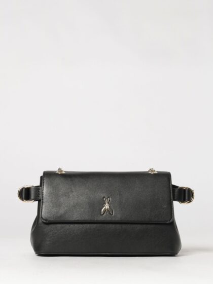 PATRIZIA PEPE Flared Smooth Leather Shoulder Bag with Sliding Chain Handle