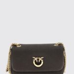 PINKO Click Soft Horizontal Classic Monogram Lamb Leather Shoulder Bag