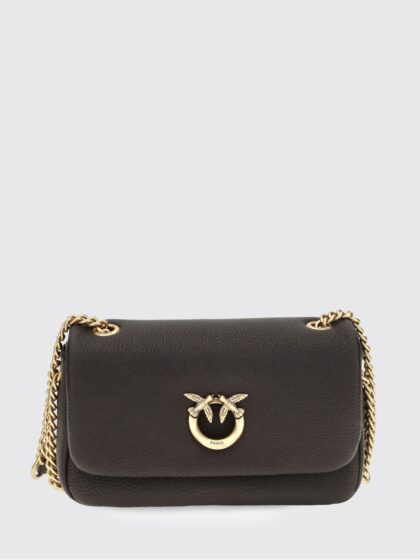 PINKO Click Soft Horizontal Classic Monogram Lamb Leather Shoulder Bag