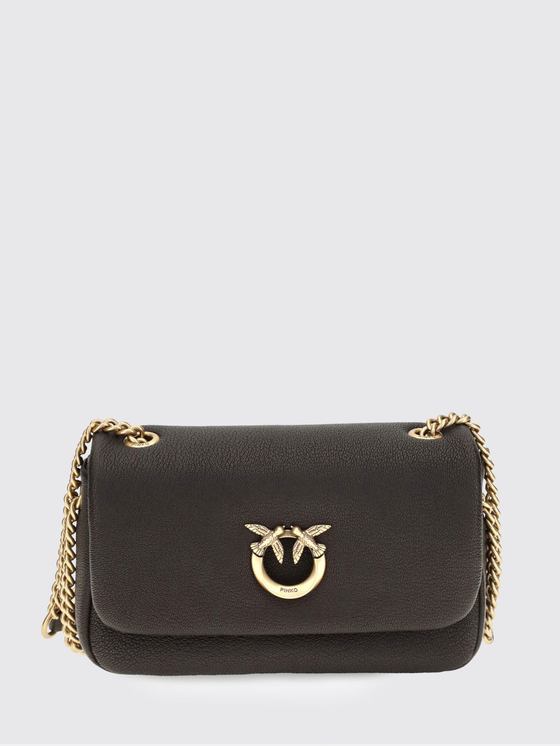 PINKO Click Soft Horizontal Classic Monogram Lamb Leather Shoulder Bag
