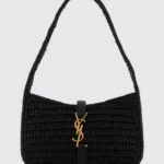 SAINT LAURENT Le 5 à 7 Crochet Raffia Mini Bag with YSL Monogram