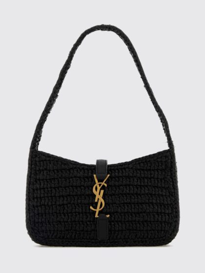 SAINT LAURENT Le 5 à 7 Crochet Raffia Mini Bag with YSL Monogram
