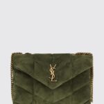 SAINT LAURENT Puffer Quilted Calfskin Leather Mini Bag with YSL Logo
