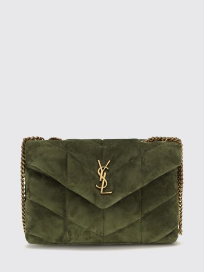 SAINT LAURENT Puffer Quilted Calfskin Leather Mini Bag with YSL Logo