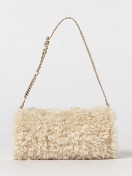 STELLA MCCARTNEY Cylindrical Shearling Shoulder Bag with Adjustable Handle