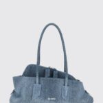 THE ATTICO La Passeggiata Denim Shoulder Bag with Double Handle