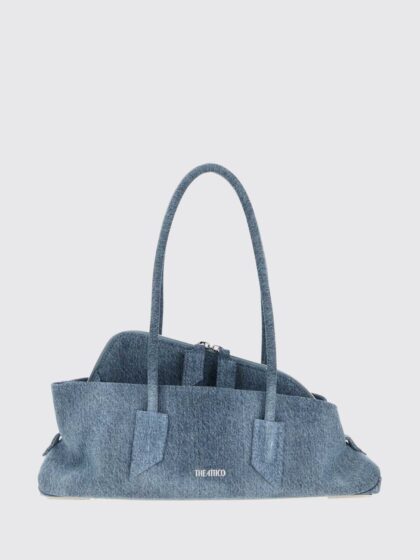 THE ATTICO La Passeggiata Denim Shoulder Bag with Double Handle