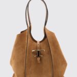 TOD'S Large T Timeless Suede Shoulder Bag with Pouch
