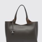 TOD'S Medium Hammered Leather Shoulder Bag with Hook Closure