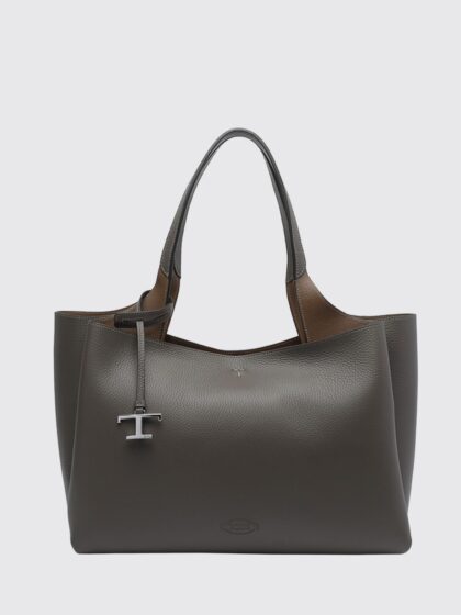 TOD'S Medium Hammered Leather Shoulder Bag with Hook Closure