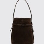 TOTEME Suede Bucket Bag with Monogram Logo
