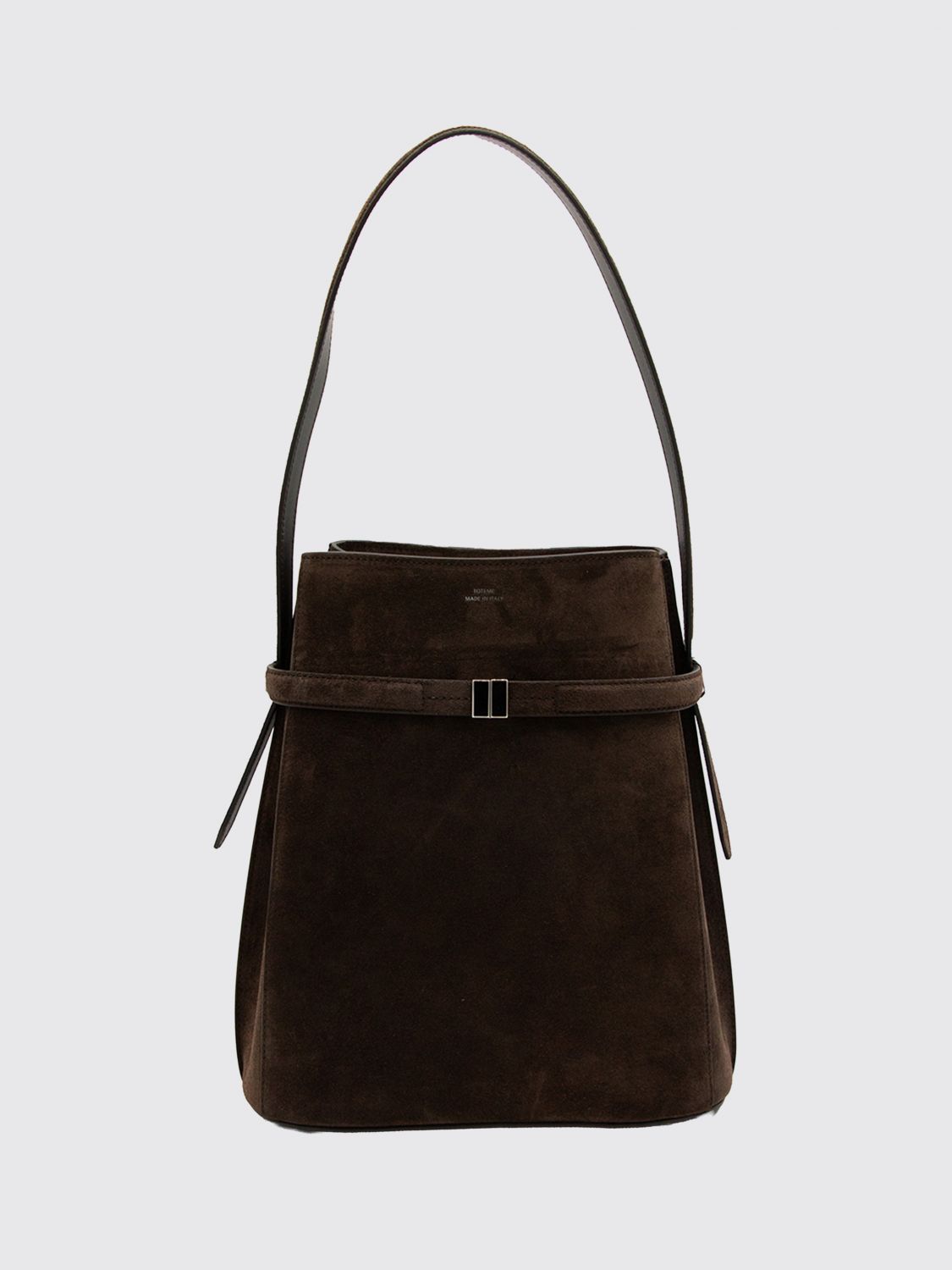 TOTEME Suede Bucket Bag with Monogram Logo
