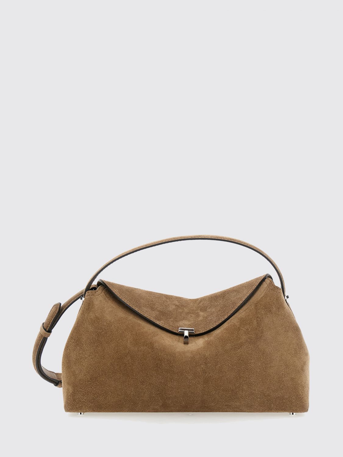 TOTEME T-Lock Shoulder Bag in Suede Leather with Monogram