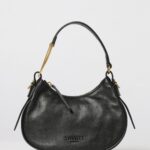 Twinset Leather Hobo Bag with Tassels and Metal Ring
