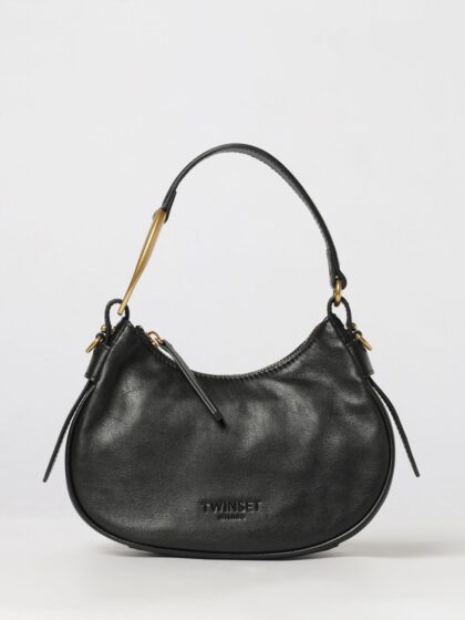 Twinset Leather Hobo Bag with Tassels and Metal Ring
