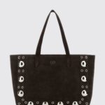 VALENTINO GARAVANI Nellcôte Medium Suede Tote Bag with Studs and VLogo