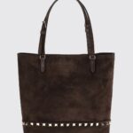VALENTINO GARAVANI Small Rockstud Suede Tote Bag with Studs and Embroidery