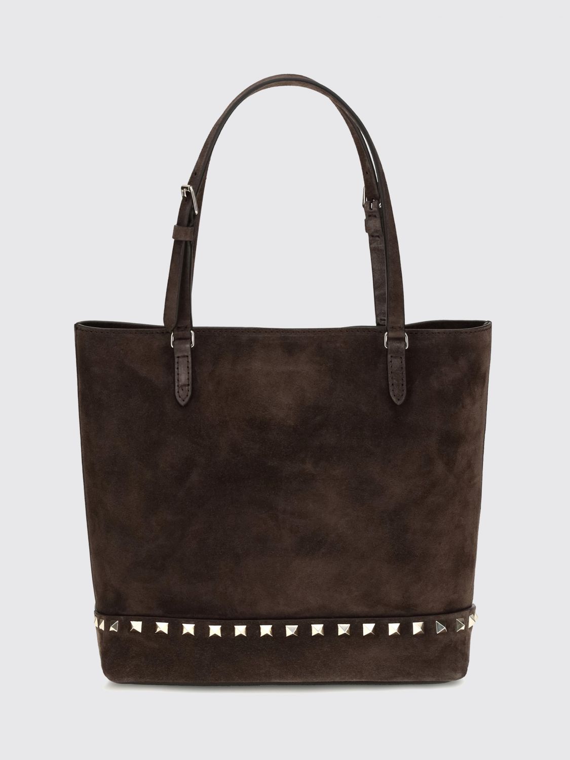 VALENTINO GARAVANI Small Rockstud Suede Tote Bag with Studs and Embroidery
