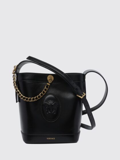 VERSACE Medusa '95 Leather Mini Bucket Bag with Metal Mesh